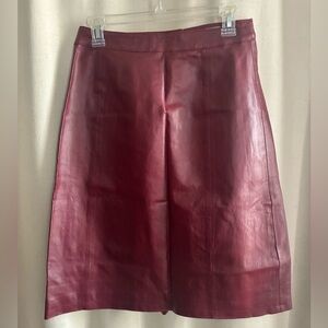 Jessica London 100% Leather Burgundy Pencil Skirt Size 12 Knee Length Classic
